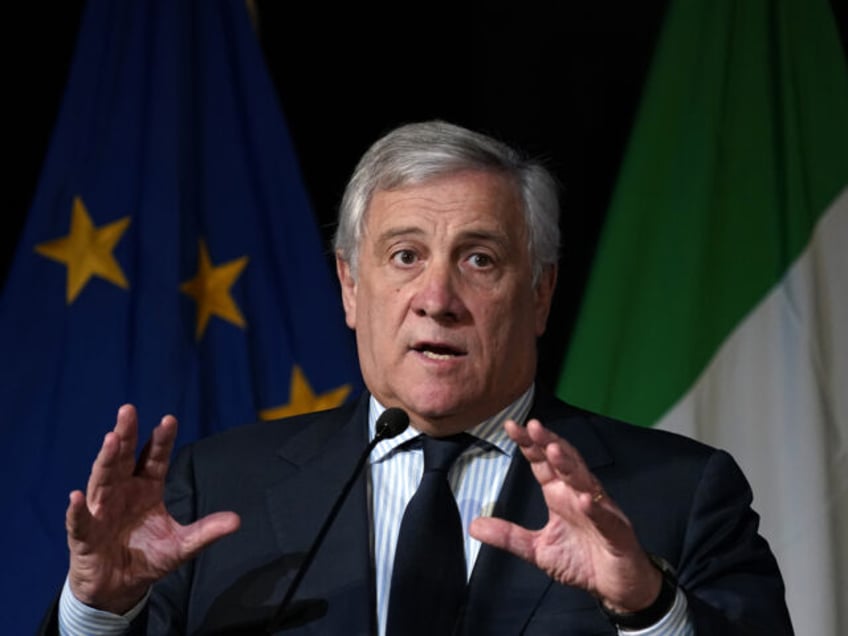 MILAN, ITALY - NOVEMBER 24: Antonio Tajani, Minister of Italian Foreign Affairs, speaks during Lombardia World Summit 2023 on November 24, 2023 in Milan, Italy. (Photo by Pier Marco Tacca/Getty Images)