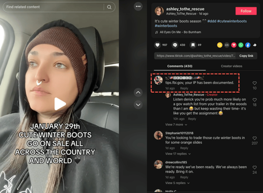 deranged leftists use cute winter boots code to bypass tiktok algo in organizing project mayhem