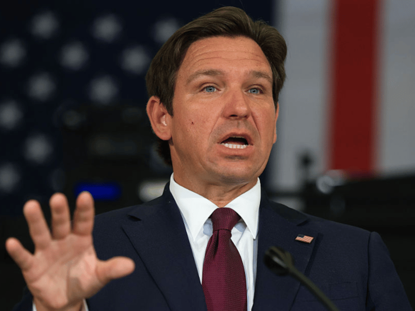 MIRAMAR, FLORIDA - MAY 01: Florida Gov. Ron DeSantis speaks during a press conference held