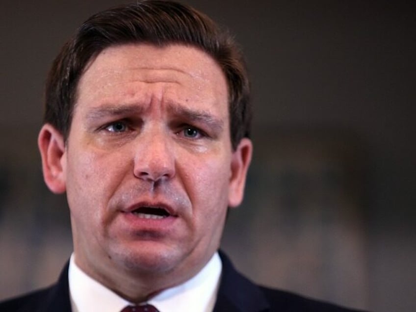 Florida Governor Ron DeSantis speaks during a press...