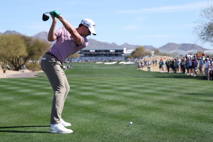 Belgian Thomas Detry tees off on the ninth hole on the way to the 54-hole lead at the US P
