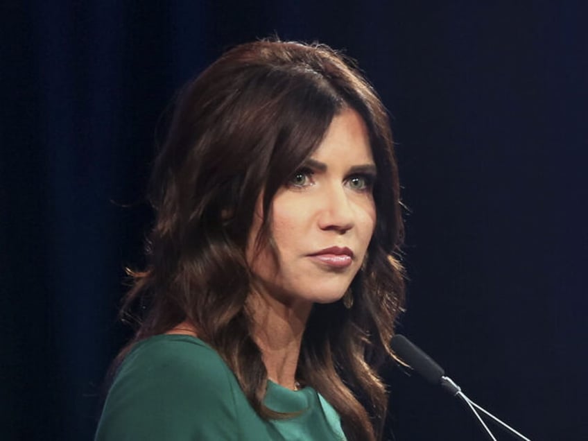 Kristi Noem, governor of South Dakota, pauses while speaking during the Conservative Polit