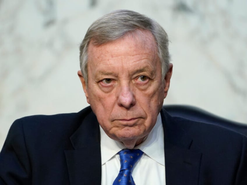 Senate Judiciary Committee chairman Sen. Dick Durbin, D-Ill., listens during a committee b