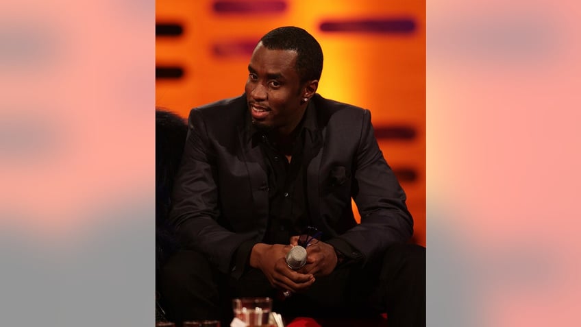 Diddy wearing all black on The Graham Norton Show