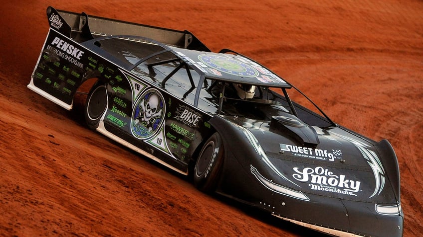 Scott Bloomquist during practice for the 16th Annual Grassy Smith Memorial 50-lap Lucas Oil Dirt Late Model Series event at Cherokee Speedway in Gaffney, South Carolina in 2014. 