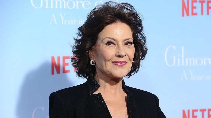 close-up of Kelly Bishop wearing a black suit