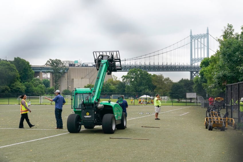 dismayed nyc parents outraged as mayor eric adams builds migrant camp on childrens soccer fields