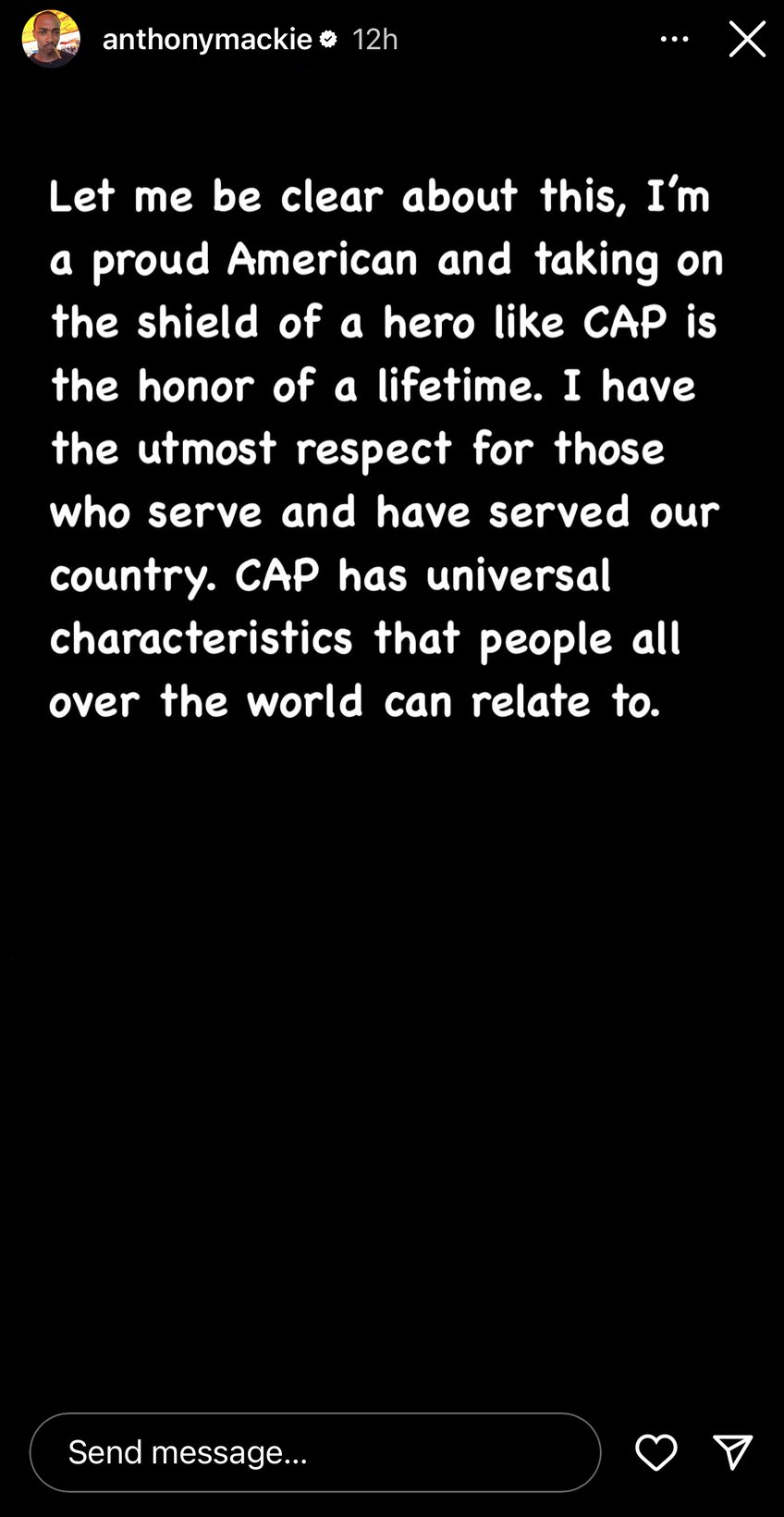 disney damage control anthony mackie walks back captain america doesnt represent america remarks im a proud american