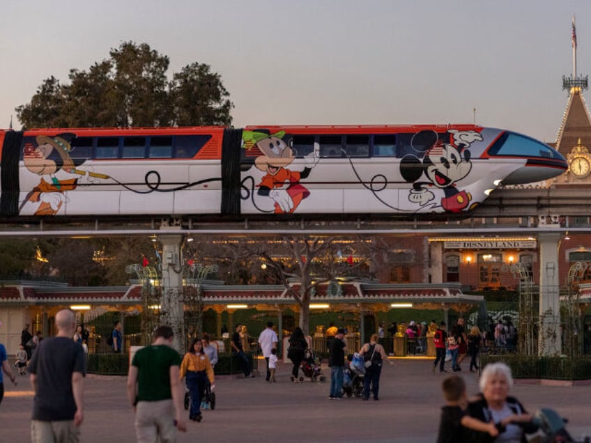 ANAHEIM, CA - FEBRUARY 25: The Disney monorail circles Disneyland Park are seen on Februar