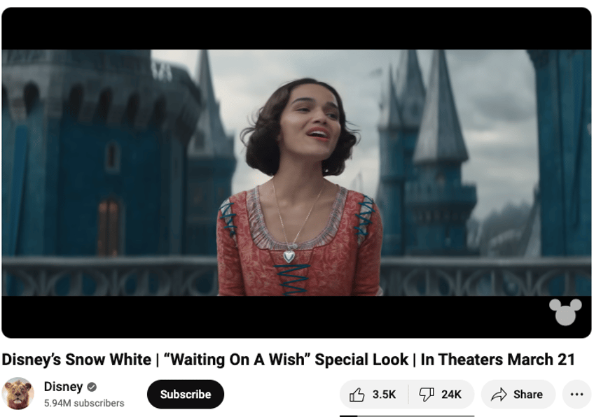 disneys latest snow white trailer suffers another massive dislike ratio my children will not watch this