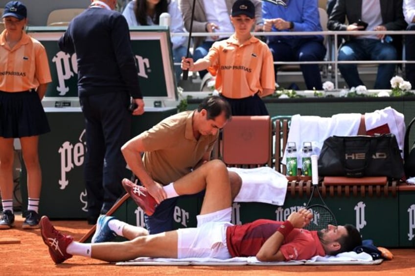 Novak Djokovic received treatment during his victory against Francisco Cerundolo at the Fr