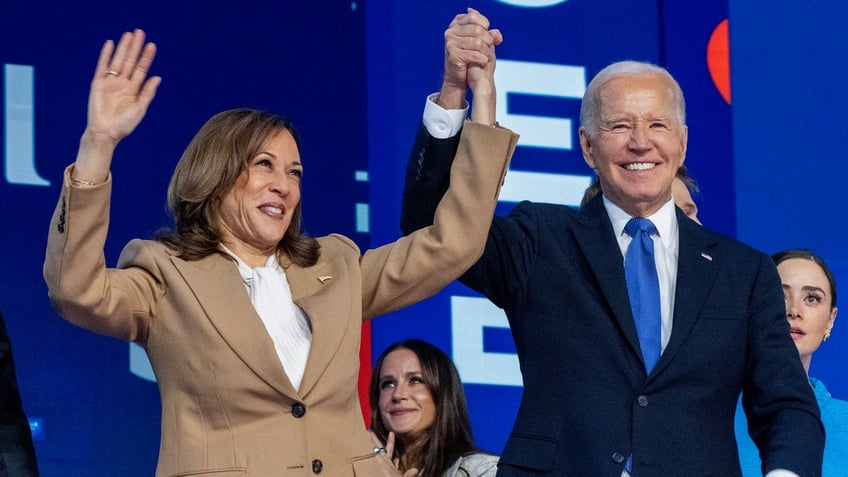 Biden and Harris on DNC stage