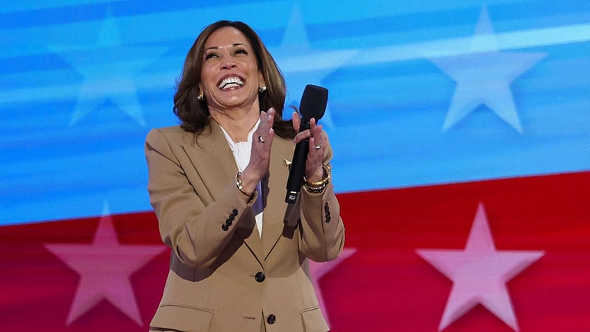 Kamala Harris attends Day one of the Democratic National Convention