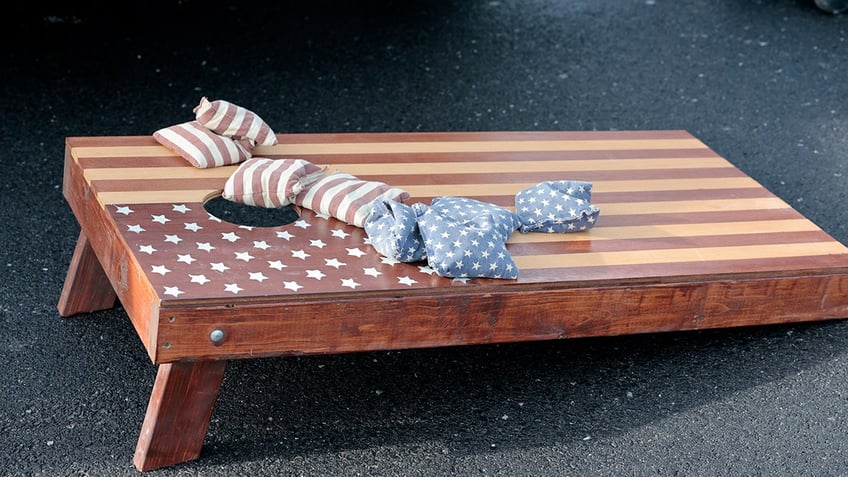 American flag cornhole board