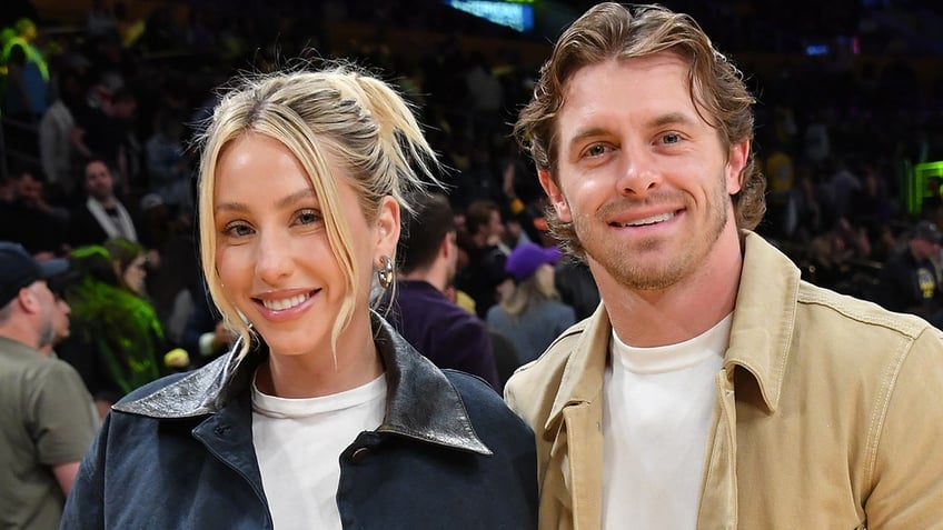 Alix Earle and Braxton Berrios at Lakers game