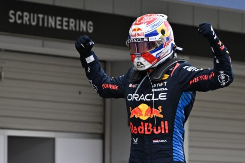 Max Verstappen celebrates winning at Suzuka