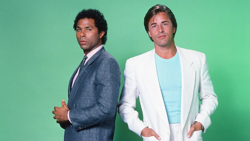 Philip Michael Thomas and Don Johnson in a Miami Vice promo photo