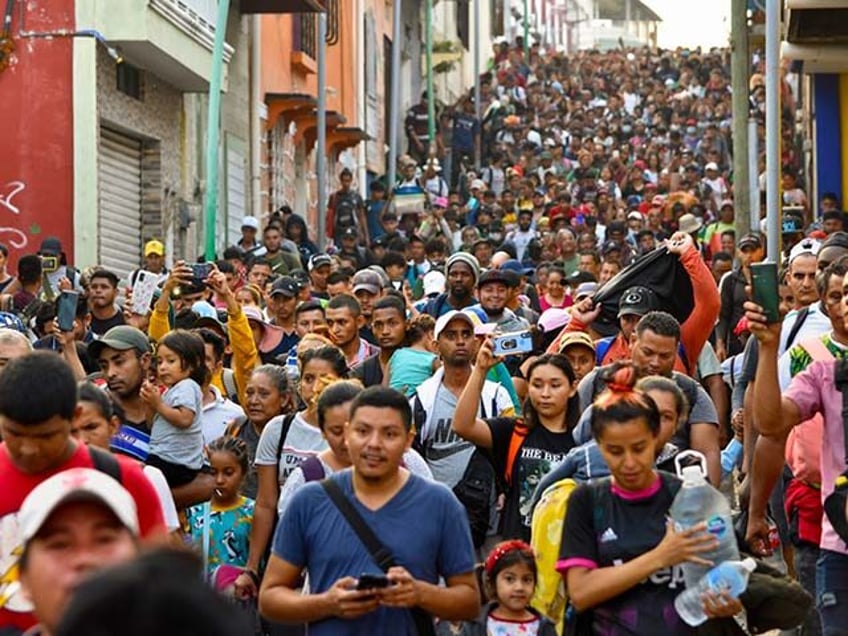 Migrants begin their journey north in hopes of reaching the U.S. border, in Tapachula, Chi