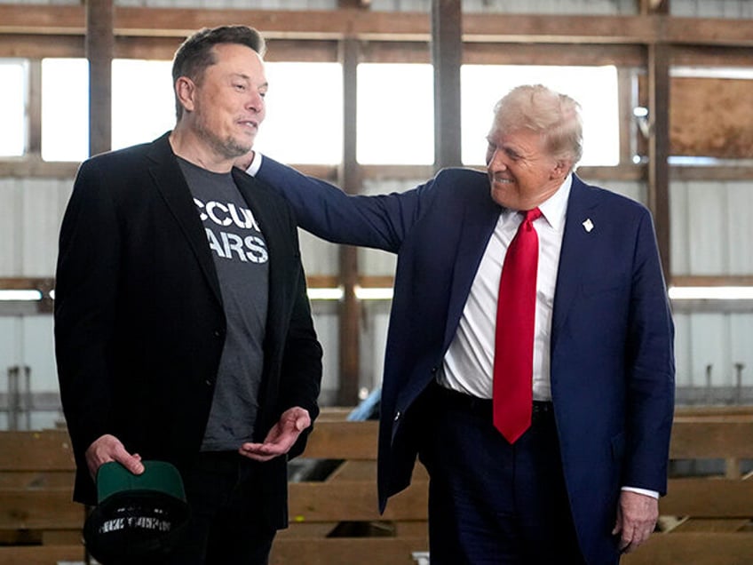 Tesla and SpaceX CEO Elon Musk, left, and Republican presidential nominee former President