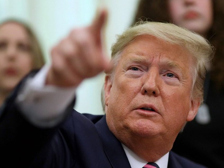 WASHINGTON, DC - JANUARY 16: U.S. President Donald Trump speaks during an event in the Oval Office announcing guidance on constitutional prayer in public schools on January 16, 2020 in Washington, DC. Trump also answered questions on recent reports relating businessman Lev Parnas, an associate of Trump's personal lawyer Rudy …