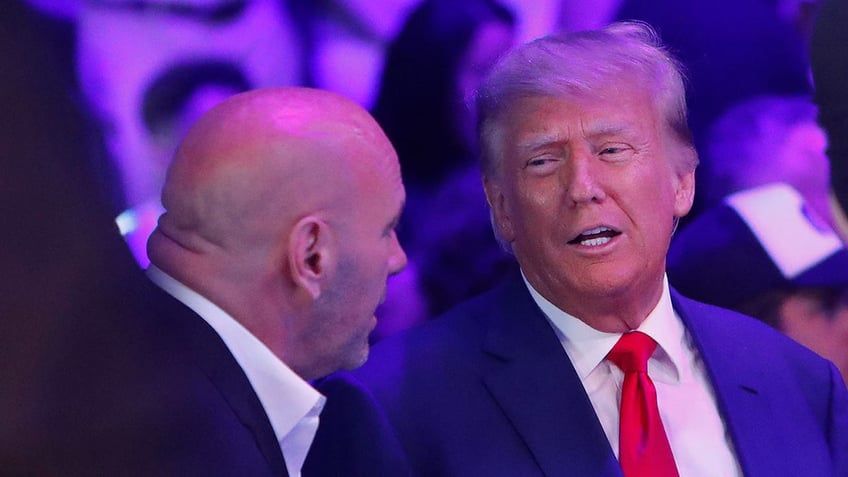 Donald Trump talks to Dana White