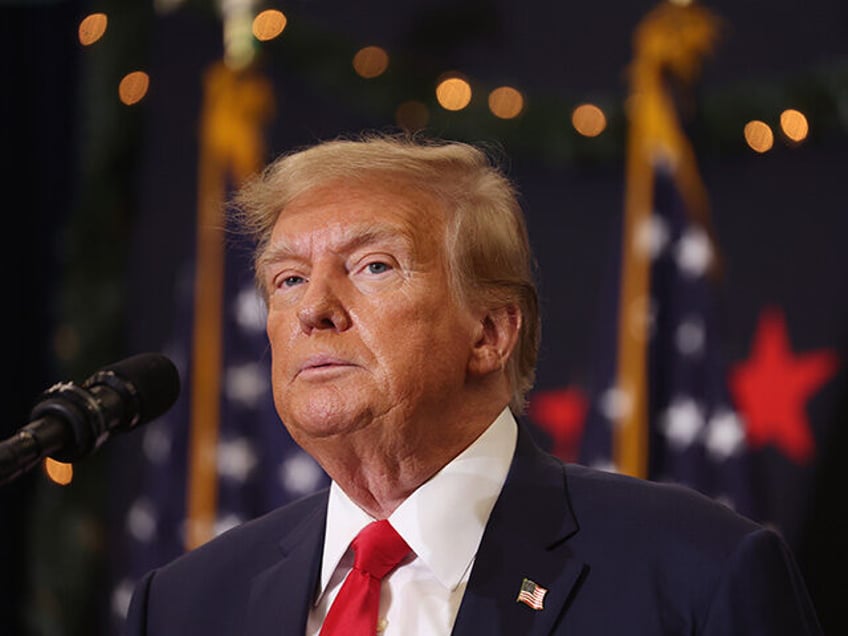 Republican presidential candidate and former U.S. President Donald Trump looks on during a campaign event on December 19, 2023 in Waterloo, Iowa. Iowa Republicans will be the first to select their party's nomination for the 2024 presidential race, when they go to caucus on January 15, 2024. (Photo by Scott …