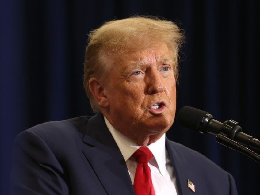 Republican presidential candidate and former U.S. President Donald Trump speaks to guests at a campaign event on December 19, 2023, in Waterloo, Iowa. Iowa Republicans will be the first to select their party's nomination for the 2024 presidential race, when they go to caucus on January 15, 2024. (Scott Olson/Getty)