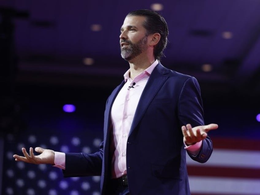 NATIONAL HARBOR, MARYLAND - MARCH 03: Donald Trump Jr. speaks during the annual Conservative Political Action Conference (CPAC) at the Gaylord National Resort Hotel And Convention Center on March 03, 2023 in National Harbor, Maryland. The annual conservative conference entered its second day of speakers including congressional members, media personalities …