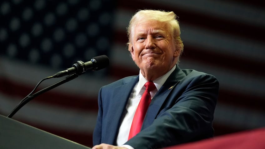 Republican presidential candidate former President Donald Trump speaks at a campaign rally, Saturday, July 20, 2024, in Grand Rapids, Mich.