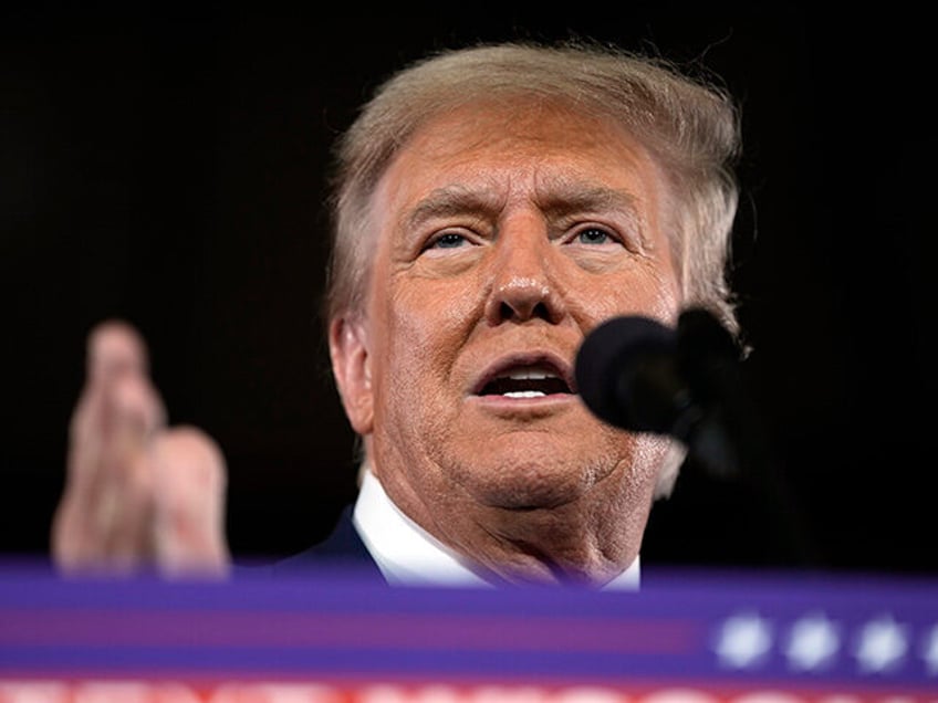 Republican presidential candidate former President Donald Trump speaks at a campaign rally