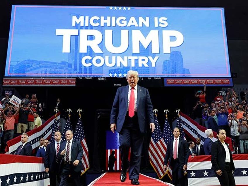 Republican presidential nominee, former U.S. President Donald Trump arrives to speak at a