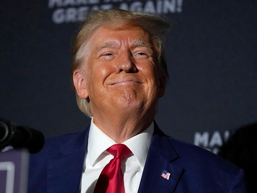 Republican presidential candidate former President Donald Trump speaks at a campaign rally