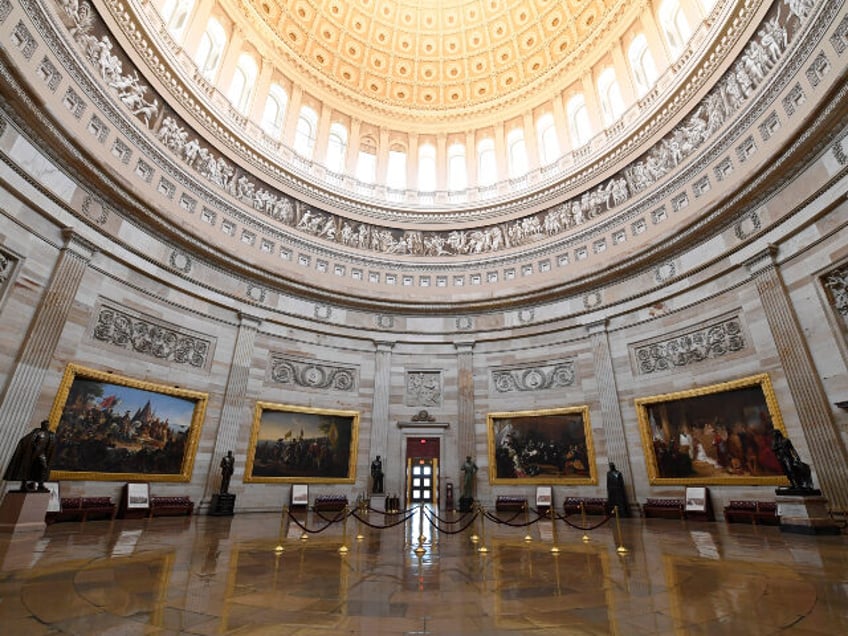 There are no visitors touring the Capitol Rotunda on Capitol Hill in Washington, Friday, M