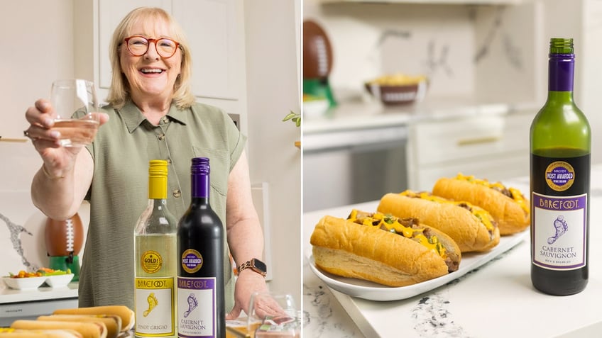 Donna Kelce hot dogs and wine