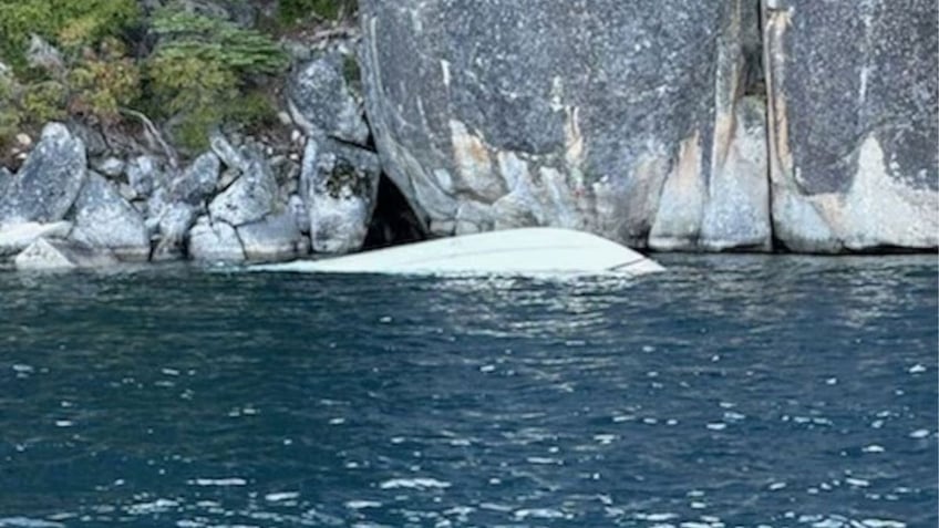 Capsized boat in Lake Tahoe