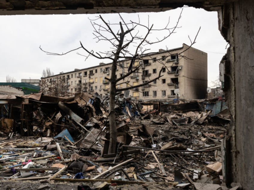 DOBROPILLIA, UKRAINE - MARCH 10: Devastation is seen after a large scale Russian attack on