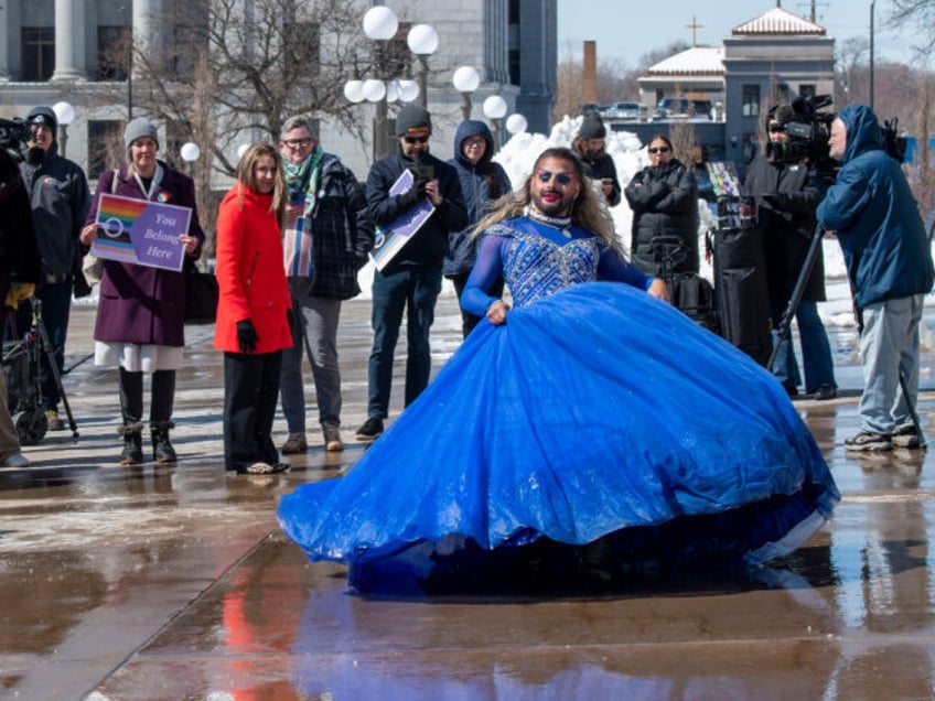 St. Paul, Minnesota. State capitol. Male dancer at the Transgender Day of Visibility Rally