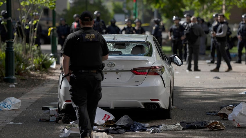 Police officer, car