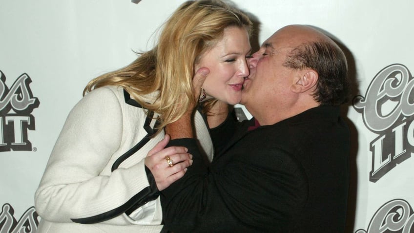 Drew Barrymore and Danny DeVito at premiere of Duplex