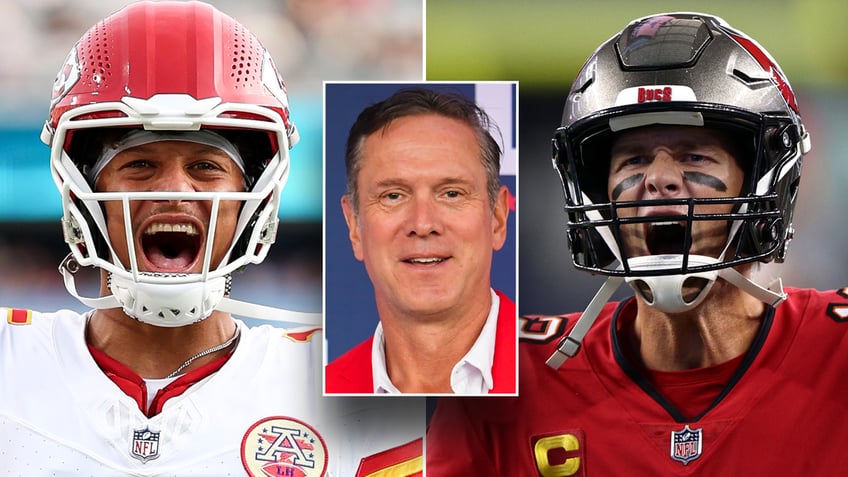 Patrick Mahomes, Drew Bledsoe and Tom Brady side by side