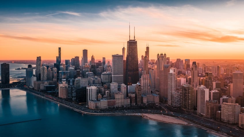 Chicago Illinois at Sunset