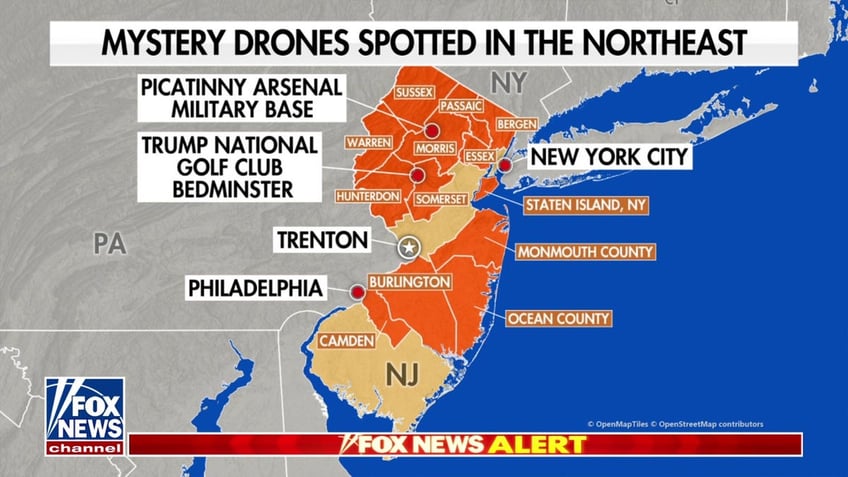 a map of new jersey drone sightings