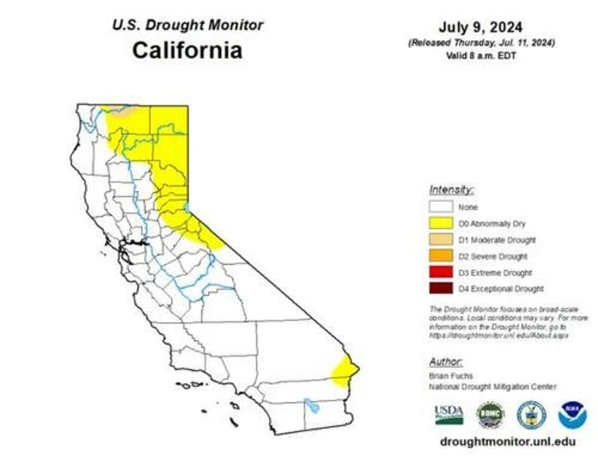 drought status returns to california for first time in 2024