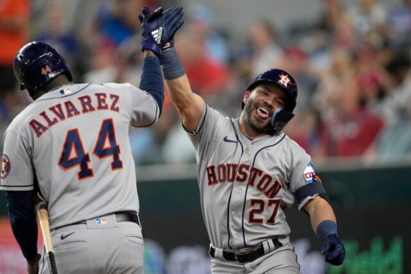 dubon and altuve go back to back twice astros hit 5 homers in 13 6 win over rangers