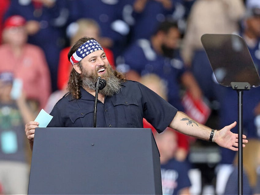 MONROE, LOUISIANA - NOVEMBER 06: T.V. personality and businessman, Willie Robertson, speak