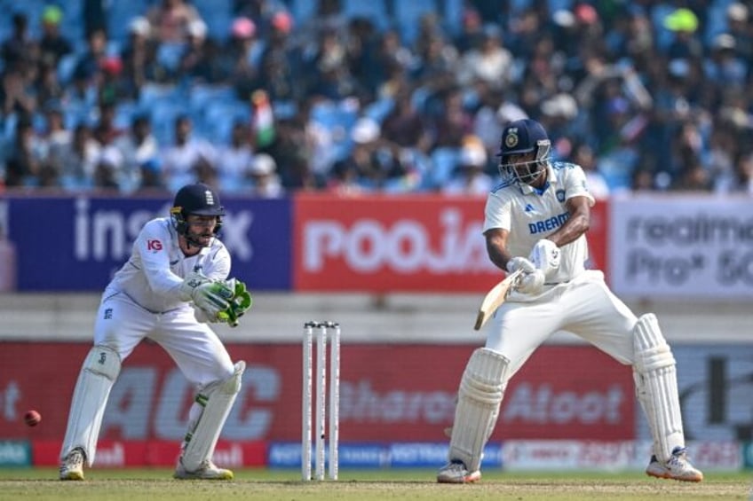 India's Ravichandran Ashwin plays a shot in the third Test against England