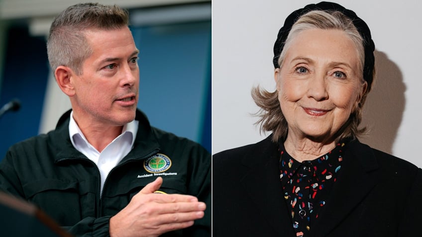 Left: Transportation Sec. Sean Duffy; Right: Former Secretary of State Hillary Clinton