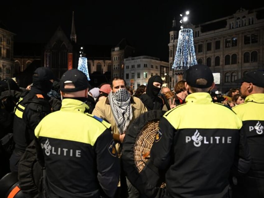 AMSTERDAM, NETHERLANDS - NOVEMBER 13: Police surrounded and detained pro-Palestinian prote