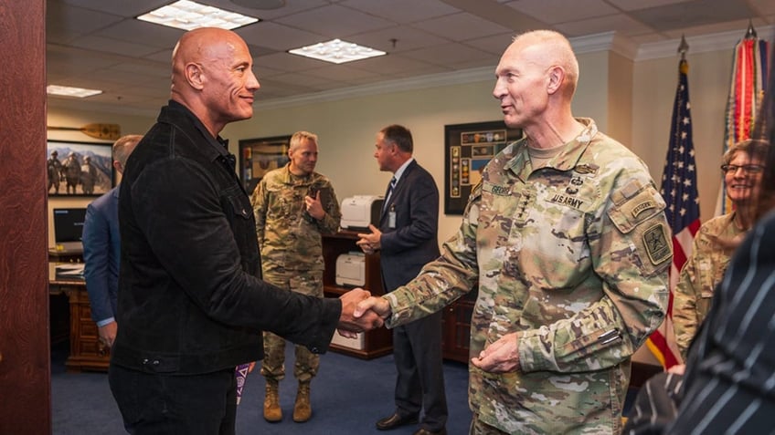 dwayne the rock johnson visits capitol hill to help boost military recruitment