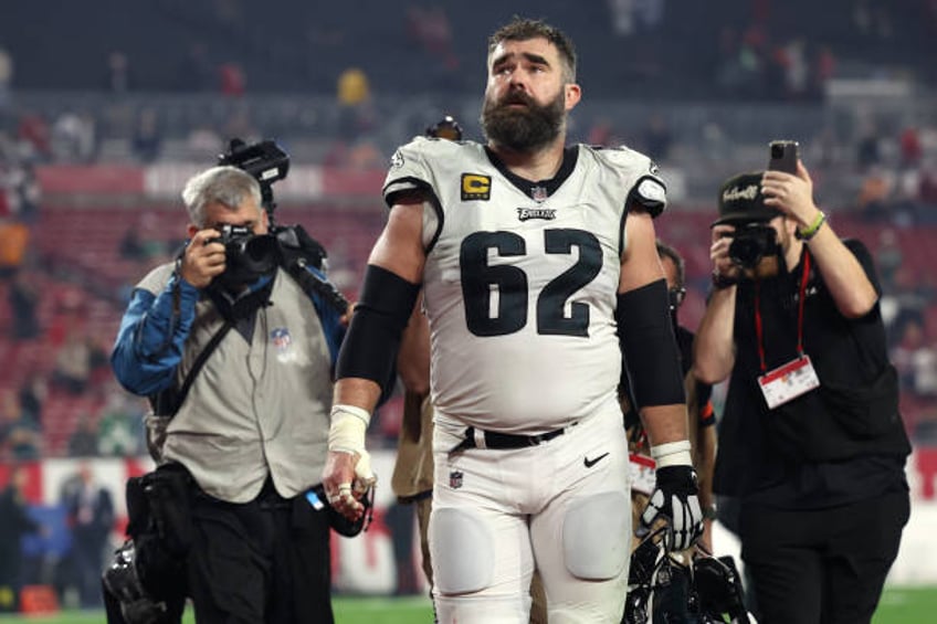 January 15: Jason Kelce of the Philadelphia Eagles walks off the field after a loss in the NFC Wild Card playoff game against the Tampa Bay...